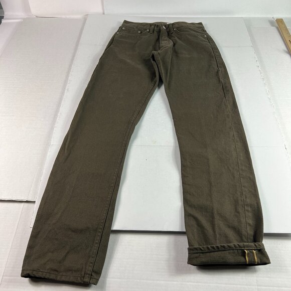 Gustin Jeans Men 28x32* 567 Slim Straight Army Green Faded Selvedge Denim Tag 31 - Picture 1 of 16